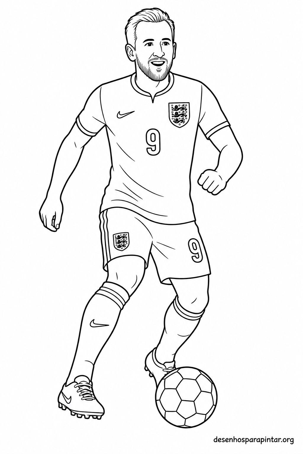 Harry Kane Coloring Pages with England Soccer Uniform and Flag ...